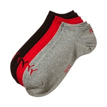 Puma Men&#39;s PUMA INVISIBLE 3P Calf Socks, Black (black/red), 9/11 (Manufa... - $20.00