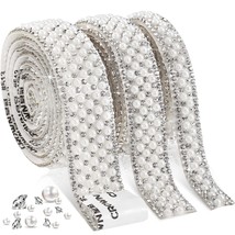 Pearl Stickers 3 Rolls Self Adhesive Pearl Rhinestone Ribbon Pearl Wrap ... - £19.22 GBP