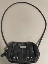 Tignanello Pebbled Leather Domed Crossbody Shoulder Bag Small Black - £30.49 GBP