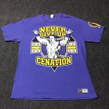 VTG WWE John Cena Shirt Adult Large Purple Never Give Up Double Sided 2008 - £29.35 GBP