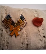 Vintage Double American Flag W/ Yellow Ribbon  Lapel Hat Vest Pin Tie Ta... - $9.00