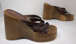 Candie&#39;s Vintage 90&#39;s Y2K Leather Chunky Platform Block Sandals Women&#39;s ... - $59.39