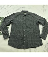 Marine Layer Mens Flannel Shirt Size L Larger Gray Plaid Long Sleeve But... - $545.49 MXN