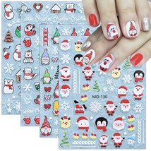 Christmas Nail Art Stickers 5D Self Adhesive Snowflake Nail Decals Santa Claus S - £17.28 GBP