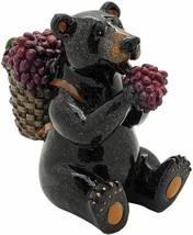 Western Rustic Berry Picking Black Bear With Fruit Harvest Bag Figurine ... - $17.99