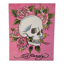 Ed Hardy Print Skull And Roses Artwork Pink On Cardboard 16x20 Pink Roses Y2K - £28.84 GBP