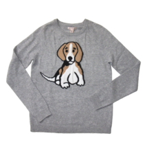 NWT Philosophy Cashmere in Flannel Gray Brown Beagle Dog Crewneck Sweater S - £77.40 GBP