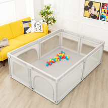 Baby Playpen Extra-Large Safety Baby Fence W/50 Ocean Balls Gray - £83.02 GBP