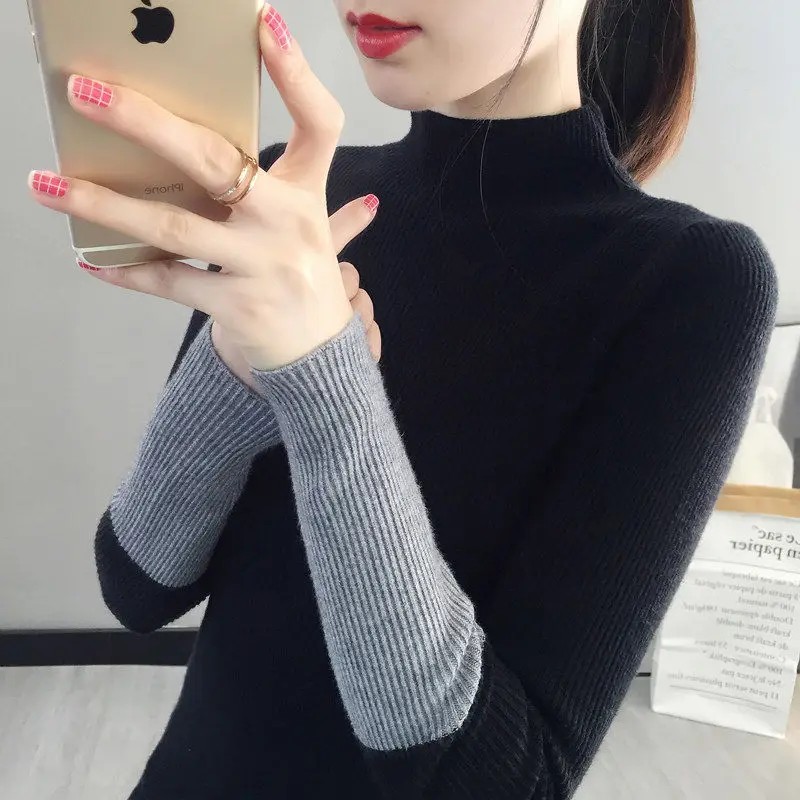  Pullover  Basic Mock neck Women s work ops Slim Women Pullover   Jumper... - $115.87