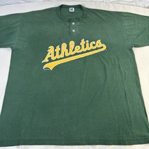Vintage 2000  Russell Athletic MLB Oakland Athletics Henley T-Shirt Size... - $24.33