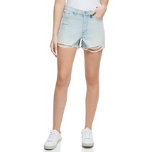 Calvin Klein Jeans Women&#39;s High-Rise Destructed Shorts Ocean Blue Size 3... - £15.76 GBP