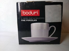 Bodum Fine Porcelain 2 Demi Cup 2 Saucers Espresso - in original box!  - $10.19