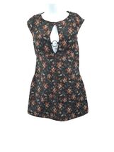 FREE PEOPLE WOMENS SIZE 4 FRONT KEYHOLE SHORT BLACK MULTI FLORAL MINI DR... - €27,42 EUR