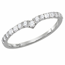10kt White Gold Womens Round Diamond Chevron Stackable Band Ring 1/4 Cttw - £291.63 GBP