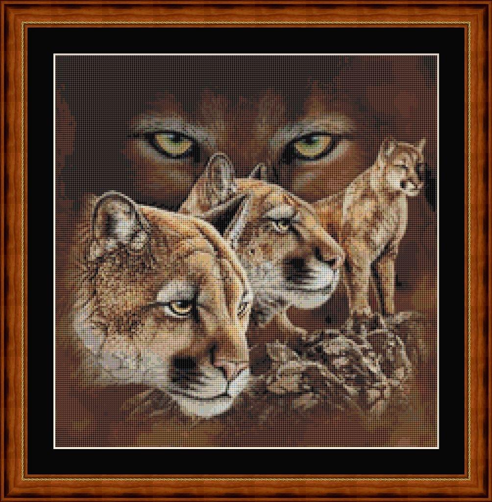 COUGARS - pdf x cross stitch chart Original Artwork © Steven Michael Gar... - $12.00