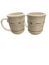 Pair Longaberger Woven Traditions Classic Blue 4” Mugs 12 Ounce - $9.08