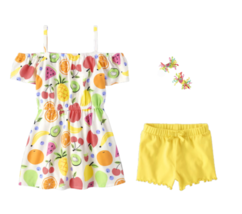 NWT  The Children&#39;s Place Fruit Dress Shorts Hair Clips 3T 4T 5T  NEW - £23.17 GBP