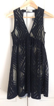 Abercrombie &amp; Fitch Black Gold Geometric Deep V-neck Sleeveless Babydoll Dress S - £31.60 GBP