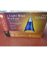 NIB Portfolio Cobalt Blue Glass Pendant Light Brushed Nickel Modern 2058... - €17,11 EUR