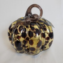 Art Glass Blown Glass Pumpkin Tortoise Shell Large 6&quot; x 6&quot;&quot; GIFT Light A... - $19.79