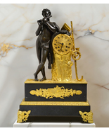 LaGarde Antique French Mantel Clock Gilt n Patina Bronze Shepherd Playin... - £3,289.18 GBP