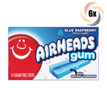 6x Packs Airheads Blue Raspberry Flavor Gum | 14 Sticks Per Pack | Sugar Free - £11.02 GBP