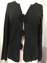 Knit Chic Women&#39;s Sweater Black Stretch Knit Cardigan Sweater Size Med - $27.22