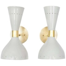 Set Of Two Stilnovo Style Lamps Modern Painted Finish Wall Sconce Light Fixture - £189.62 GBP