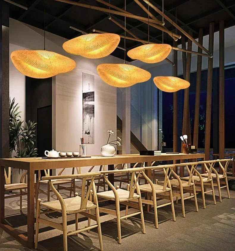 Handmade Natura Woven Lamp Wooden Bamboo Chandeliers Creative Rattan Pendant - £32.78 GBP+