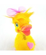 Vintage Easter Candy Container Bobble Head Chick Plastic Flocked Feathers - £27.82 GBP