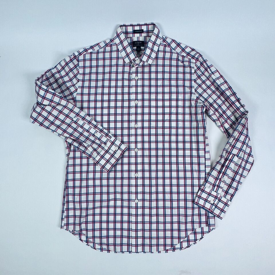J. Crew Thompson Button Down Shirt Mens Size Large Red White Colorful Shirt - $11.01