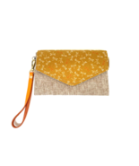 New Handmade Japanese Yellow Dragonfly Linen Canvas Envelope Wallet 8&quot; x 5&quot; - £23.21 GBP