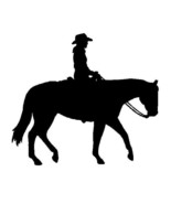 Western Pleasure Horse and Rider Equine Decal Black Silhouette Profile S... - £3.19 GBP