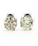 Real Diamond Stud Earrings Round Shape J/K I1 14K White Gold IGI Cert 1.... - £1,935.89 GBP