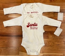 Tenth &amp; Pine Baby Size 6-12m Beige Long Sleeve Lot Of 2 Christmas One Pi... - $14.75
