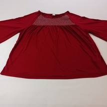 Old Navy RN#54023 Women&#39;s Red Velvet 3/4 Sleeve Top Blouse Size Large - $11.08
