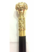 Antique Brass Designer Handle Black Wooden Walking Stick Vintage Victori... - £26.39 GBP