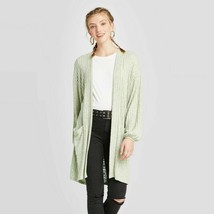 Sweater Cardigan Xhilaration Size M Women&#39;s Green Long Sleeve Lace Trim Knit - £12.77 GBP