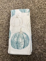 LA CUISINE KITCHEN TOWELS (4) WHITE TEAL WAFFLE PUMPKINS 18 X 28 100% CO... - £18.56 GBP