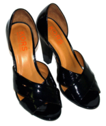 MICHAEL KORS Women&#39;s 7.5 M Black Leather Open Toe Heeled Pumps Sandals - £56.29 GBP