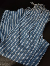 American Eagle Paper Bag Wide Leg Pants White/Blue Striped Women&#39;s Size 2 - £11.57 GBP