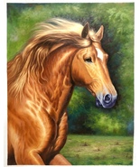 Original Hand-Painted Brown Horse Oil Painting Unmounted Canvas 30x40 in... - £553.11 GBP