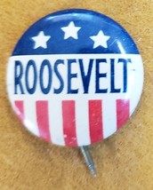 Roosevelt Red White &amp; Blue Political Pinback, vintage - £4.76 GBP