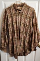 Ducks Unlimited Shirt Men&#39;s L Brown Plaid Long Sleeve Casual Shirt Logo ... - £15.68 GBP
