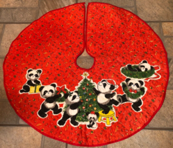 Pandas Trimming the Tree 40&quot;  Small Christmas Tree Skirt - £7.91 GBP