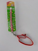 Lp Italy Leash And Adjustable Collar Pink Floral Red Bell Dog Cat Puppy Kitten - £7.91 GBP