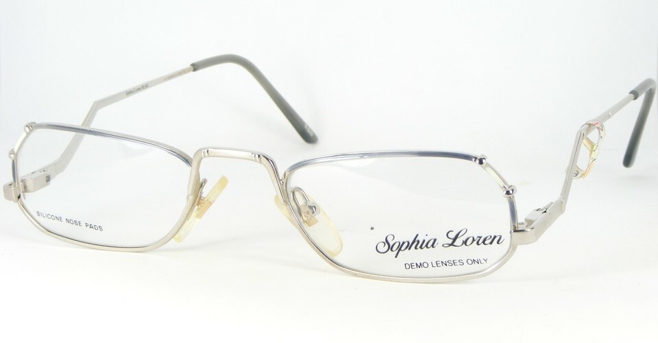 Sophia Loren M18 ZYLOWARE 212 SILVER /BLUE EYEGLASSES GLASSES FRAME 50-2... - $114.82