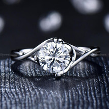 Engagement Ring 14k White Gold Ring 1.80Ct Round  Cut White Moissanite  Size 7.5 - £202.35 GBP