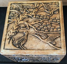 Intricately Carved Sandstone Chinese Trinket Box Dragons Brds Turtle 3 x... - £27.05 GBP