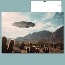  Surreal Encounter: Alien Spaceship in Desert Landscape Postcard  - £4.72 GBP